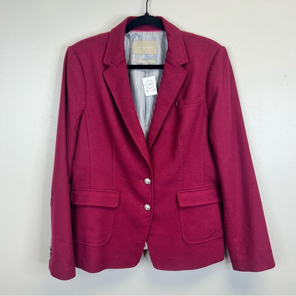 Career Workwear Academia Italian Fabric Size 14 Office Preppy Blazer Banana Rep - Picture 2 of 13